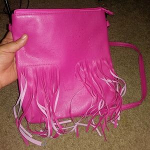Pink Fringe Shoulder Bag